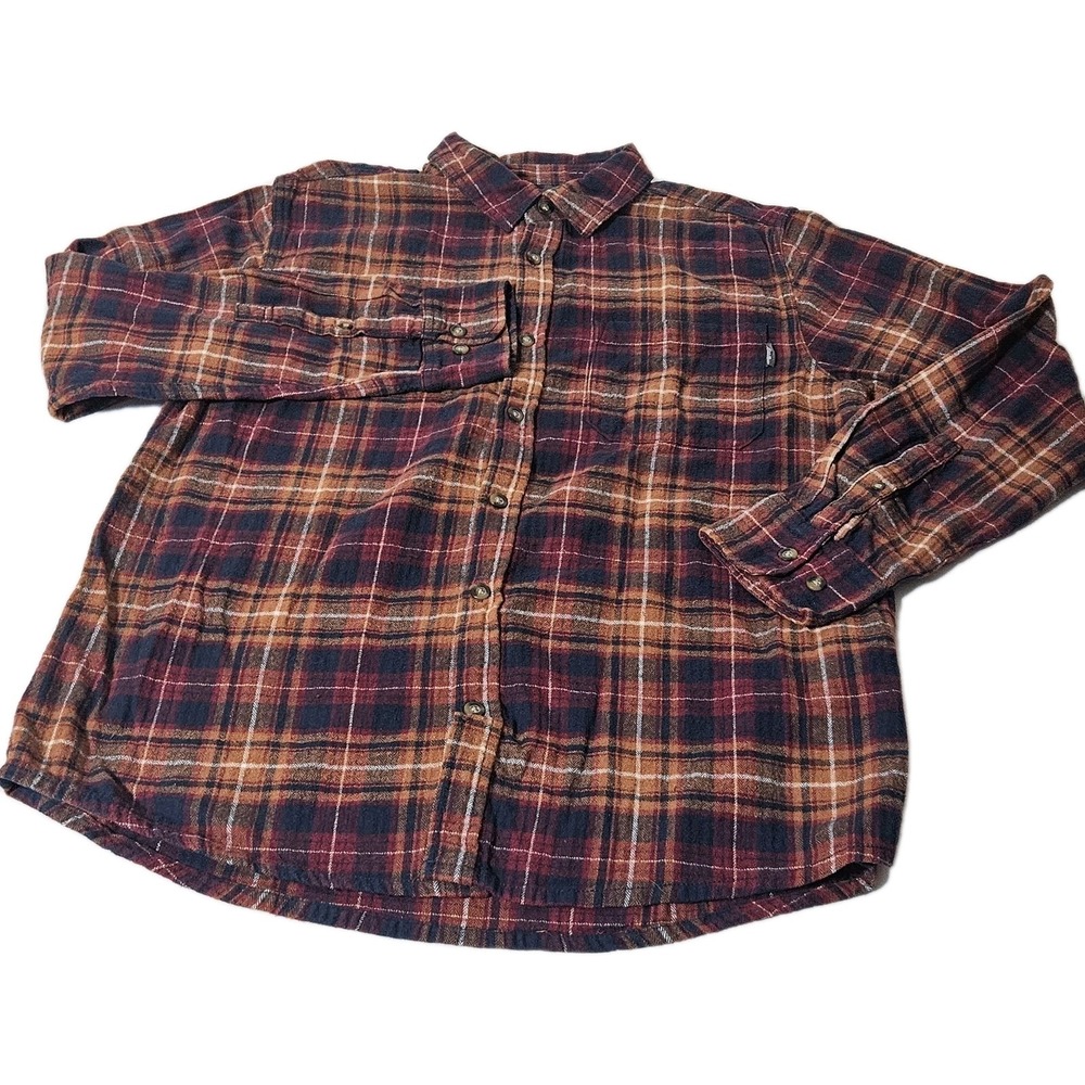 Eddie Bauer Flannel Plaid‎ Relaxed Fit Shirt Men L  Button Down Large